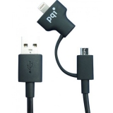 Переходник с USB на Lightning/mUSB PQI 15 см черный