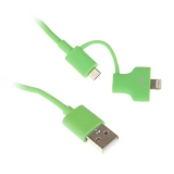 Переходник USB - Lightning/microUSB PQI 90 см зеленый
