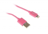 Переходник USB/Lightning PQI 90 см розовый
